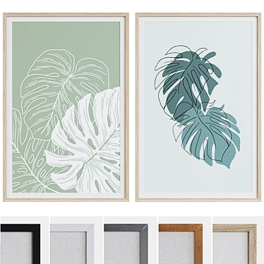 Modern Leafy Picture Frame Set 3D model image 1 