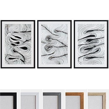 Abstract Line Pattern Picture Frame Set 3D model image 1 