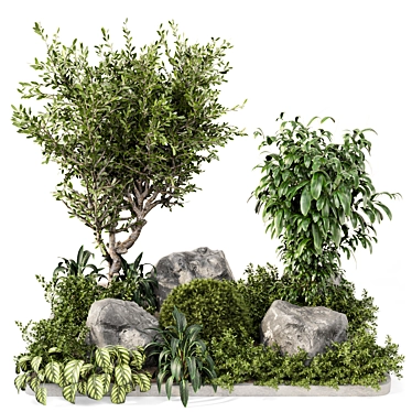 Outdoor Garden Bush and Tree Set 3D model image 1 