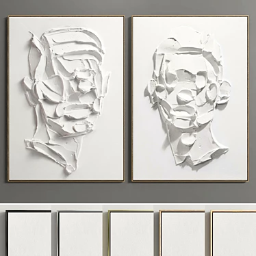 Modern Plaster Dual Photo Frame 3D model image 1 