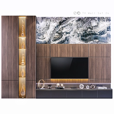 Sleek TV Wall Unit - 24 Inches 3D model image 1 