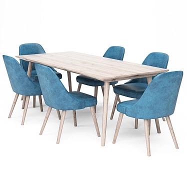 Modern Wood Dining Set 3D model image 1 