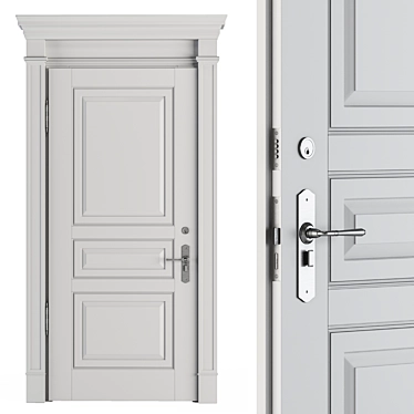 Elegant White Front Door Set 3D model image 1 