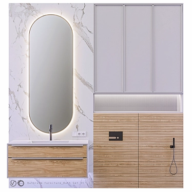 Modern Bathroom Set - Elegant Furniture for Stylish Bathrooms 3D model image 1 