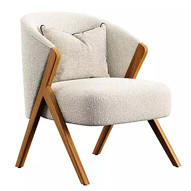 Elegant Boucle Upholstered Armchair 3D model image 1 