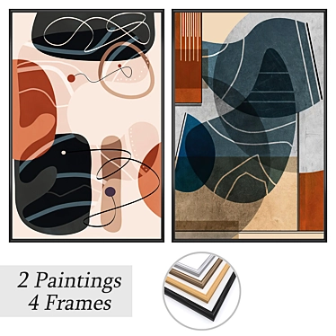 Decorative Paintings Set with 2 Artwork Options 3D model image 1 