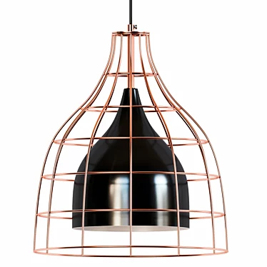 Elegant Black Metal Pendant Lamp 3D model image 1 