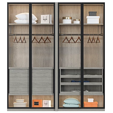 Sliding Door Wardrobe with Drawers - 3000x600xH2700 3D model image 1 