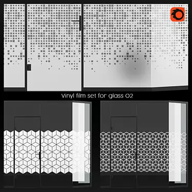 Hexagonal Pattern Glass Vinyl Film Set 3D model image 1 