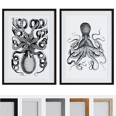 Octopus Graphic Picture Frame Set 3D model image 1 
