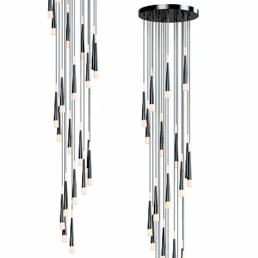 Sleek Black LED Chandelier 3D model image 1 