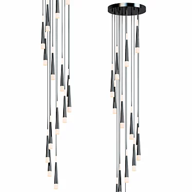 Modern Black LED Chandelier 3D model image 1 