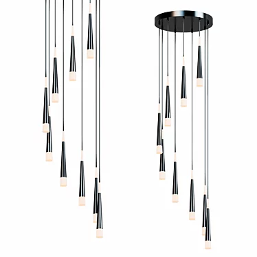 Modern Black LED Chandelier 3D model image 1 