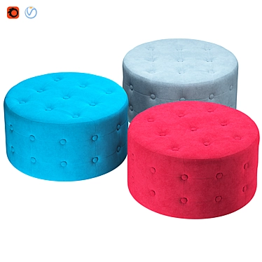 Velvet Pouffe Footstool  Tampa 3D model image 1 