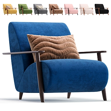 Beige Velvet Armchair. Barcelona Design. 3D model image 1 