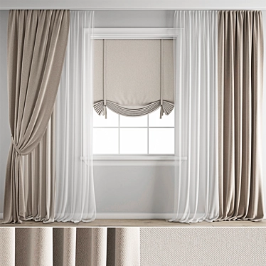 Polygonal Curtain: High Quality 3D Model 3D model image 1 