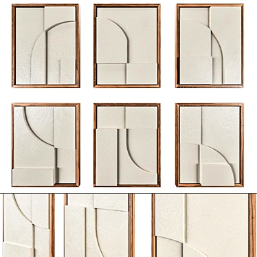Elegant Wood Relief Set - 6 Sophisticated Designs 3D model image 1 