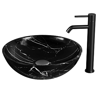 Elegant Nero Margiua Marble Basin 3D model image 1 