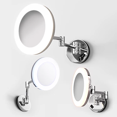 GURUN LED Makeup Mirror: Wall Mount, Extendable Arm, Chrome Finish 3D model image 1 