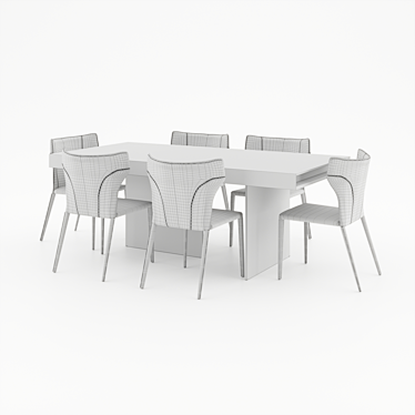 Dallas Dining Set: Elegant Table and Chairs 3D model image 1 