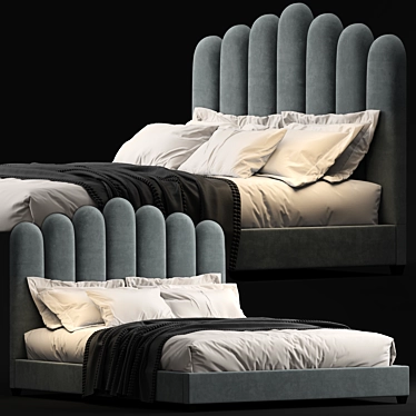 Eleanor Velvet Queen Bed 3D model image 1 