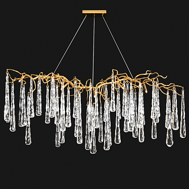 Brass & Glass Teardrop Chandelier 3D model image 1 