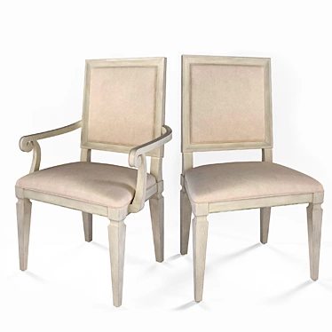 Elegant French Dining Chair 3D model image 1 