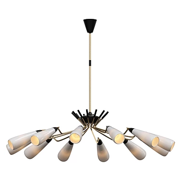 Stunning Stilnovo Brass Glass Chandelier 3D model image 1 