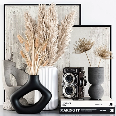 Elegant Decor Set: Plants, Vases, Books & More 3D model image 1 