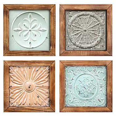 Boho Tiles Wall Decor Set - S16077 3D model image 1 