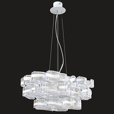 Elegant Murano Glass Metal Chandelier 3D model image 1 