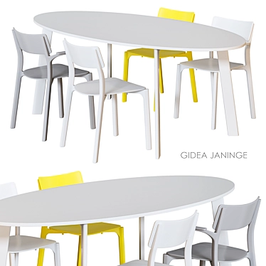 Modern Scandinavian GIDEÅ Table & JANINGE Chairs 3D model image 1 