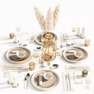 Elegant 8-Piece Tableware Set 3D model image 1 