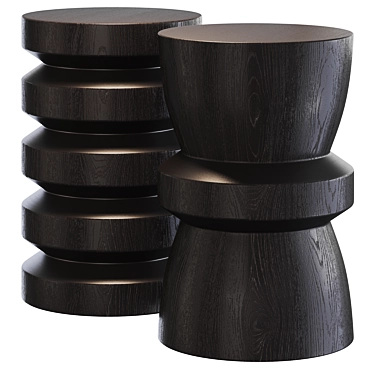 Wooden Side Tables Set: Lucretia + Lucinda 3D model image 1 