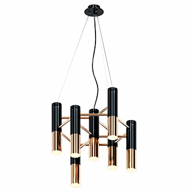 Gold & Black Chandelier: Elegant Illumination 3D model image 1 