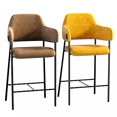 Elegant Beige Velvet Semi-Bar Chair 3D model image 1 