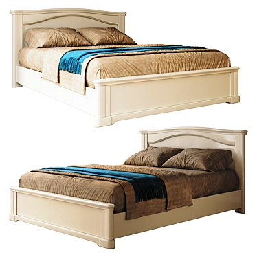 Riviera Collection Bed: Elegant Wood and Enamel Frame 3D model image 1 