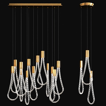 Elegant Raindrop Chandelier: 85cm L x 25cm W | Pendant: Ø25cm 3D model image 1 