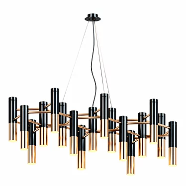 Elegant Gold and Black Chandelier 3D model image 1 