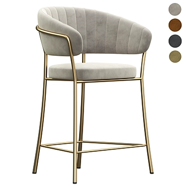 Luxury Velvet Gold Leg Bar Stool 3D model image 1 