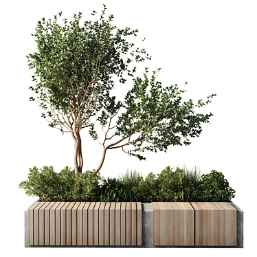 Eco-Friendly Urban Benches with Greenery 3D model image 1 