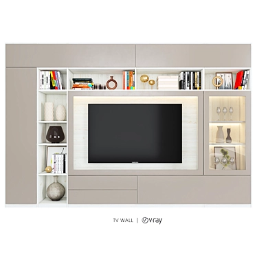 Modern TV Wall Set 14 3D model image 1 