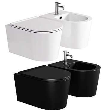 Sleek Black Saqu Compact Hang Toilet 3D model image 1 