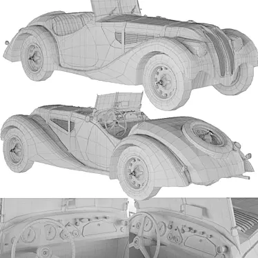 Vintage BMW 328 Sports Car 3D model image 1 