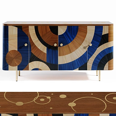 SOLOMIA CABINET: Retro-Inspired Straw Inlaid Design 3D model image 1 