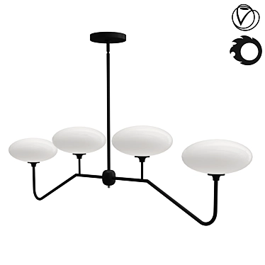 Parker 4-Light Linear Chandelier - Stunning Lighting Fixture 3D model image 1 