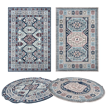 Versatile 8-Piece Rug Set 3D model image 1 