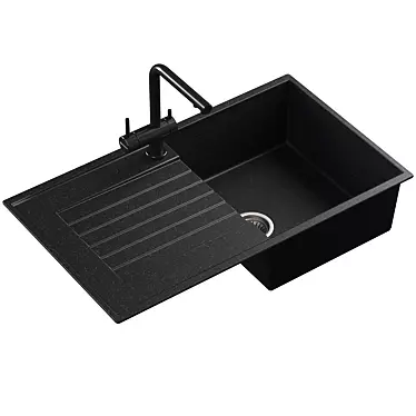 Sleek Kitchen Sink & Faucet 3D model image 1 