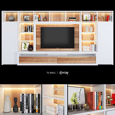 Elegant TV Wall Set 16- Modern Design 3D model image 1 
