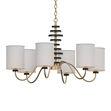 Elegant Wave 6-Light Chandelier 3D model image 1 